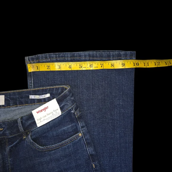 Wrangler High Rise Fierce Flare Jeans Dark Wash Retro Western Denim - Picture 7 of 10